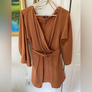 Flared Mini Rustic Orange Dress- Women Size L